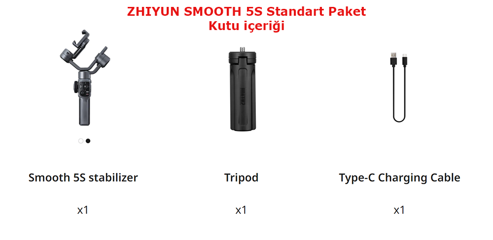 Zhiyun Smooth 5S Kutu içeriği